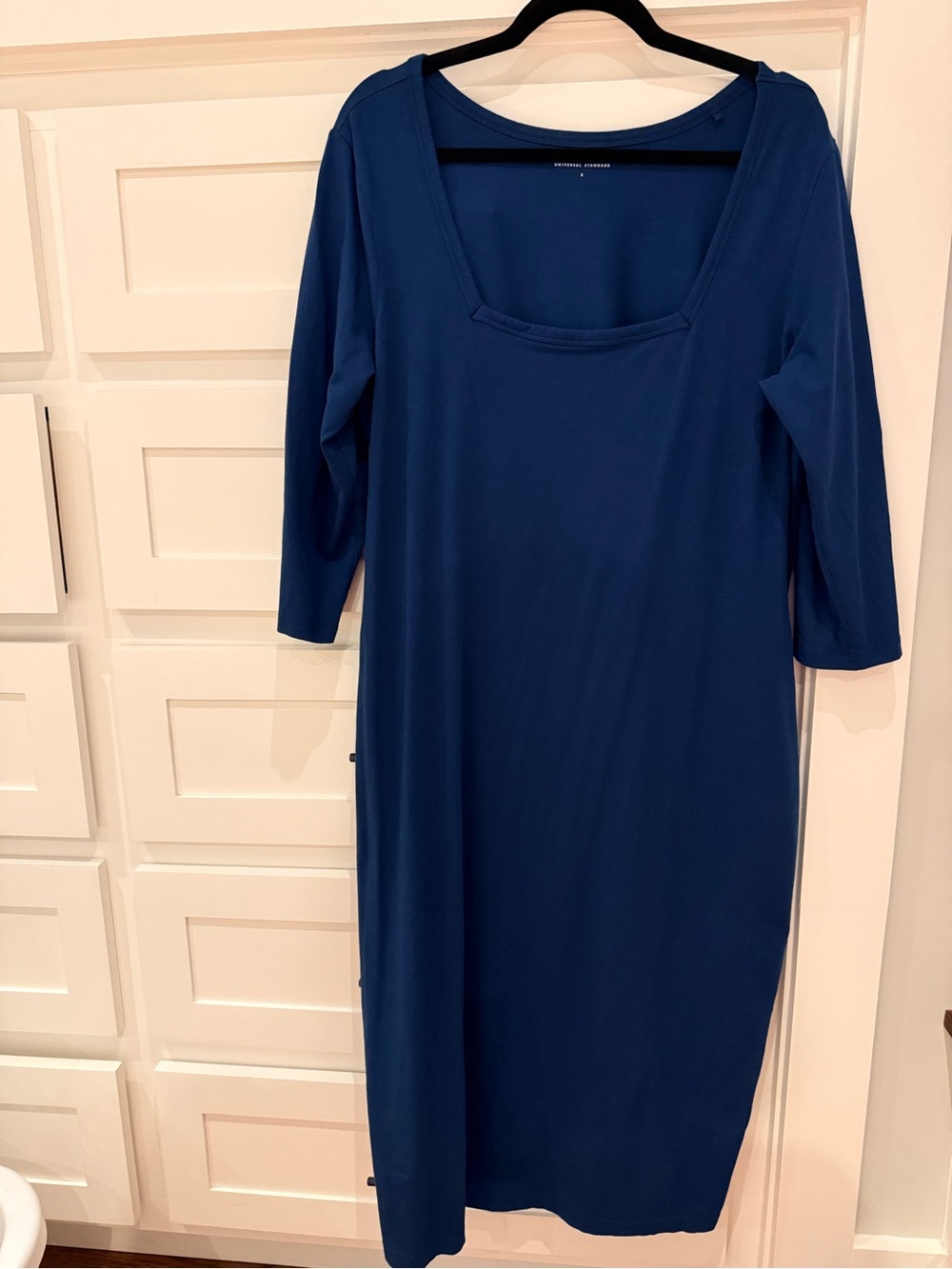 Universal Standard Teal Blue Scoop Neck Long Sleeve Midi Dress